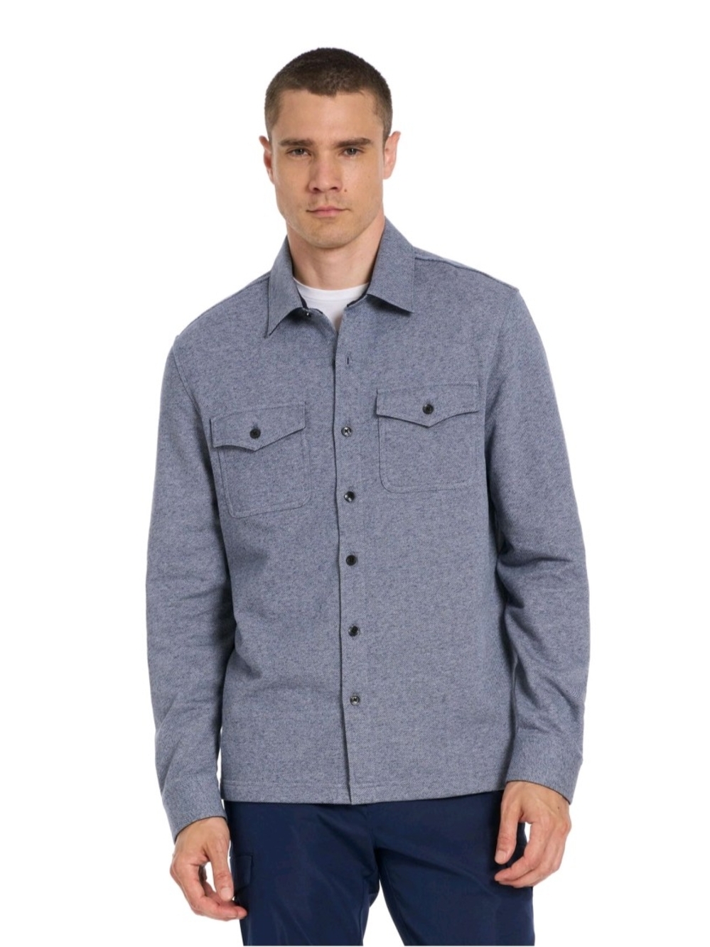 Van Heusen Heather Blue Button-Front Shirt Jacket